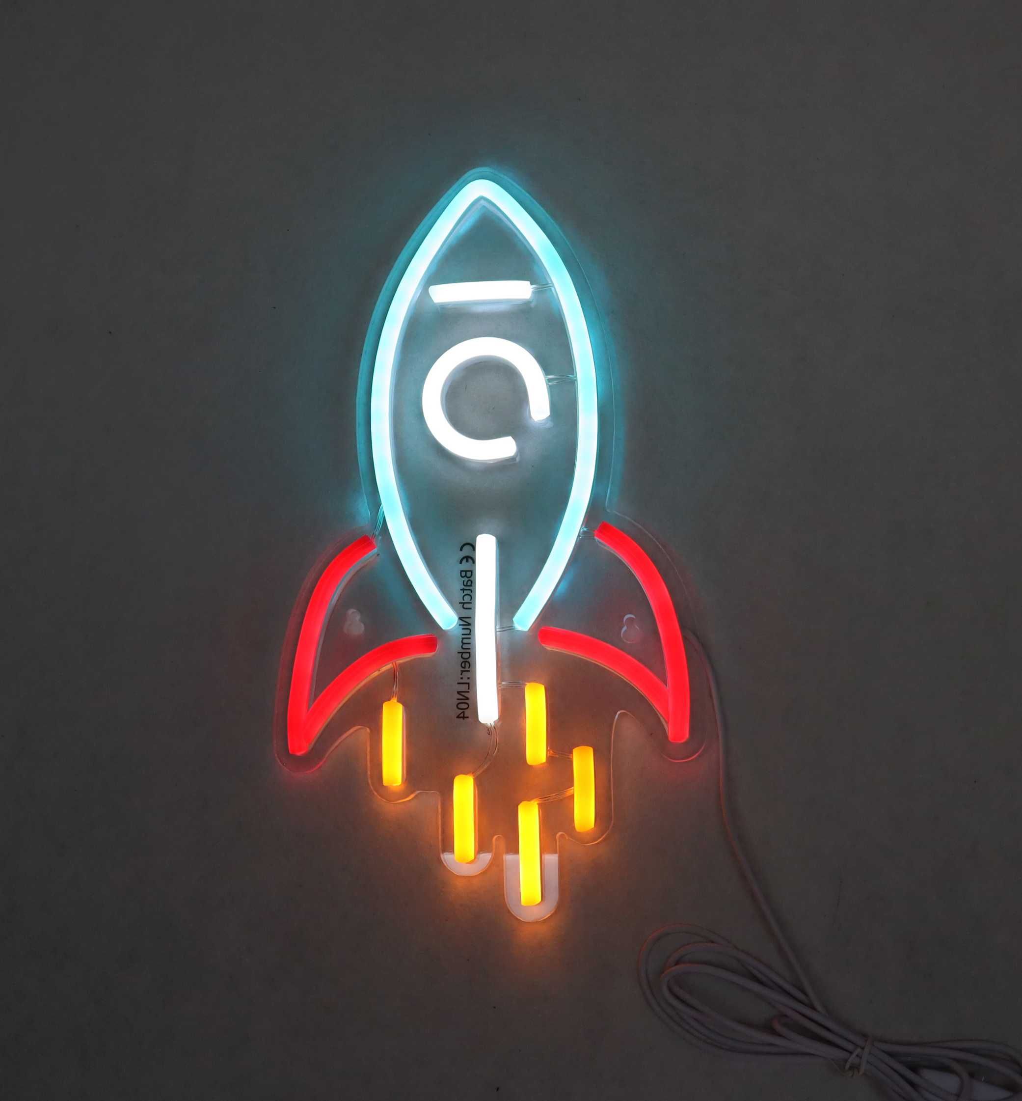 Semn Neon LED Rachetă – Decor cool pentru camera copilului