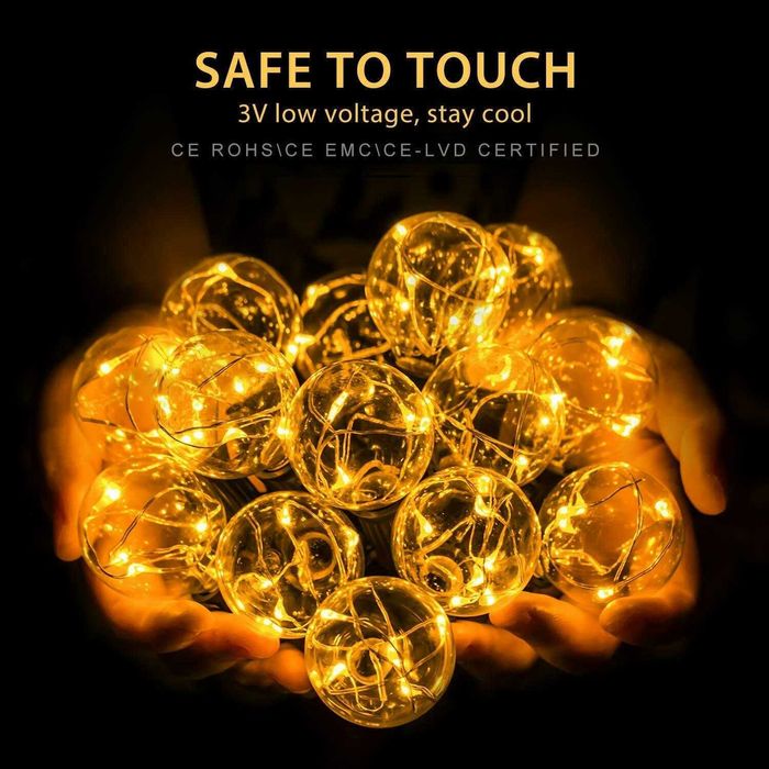 Ghirlanda 11.7 M, 30 Becuri LED și 3 becuri rezerva,Interior/Exterior.