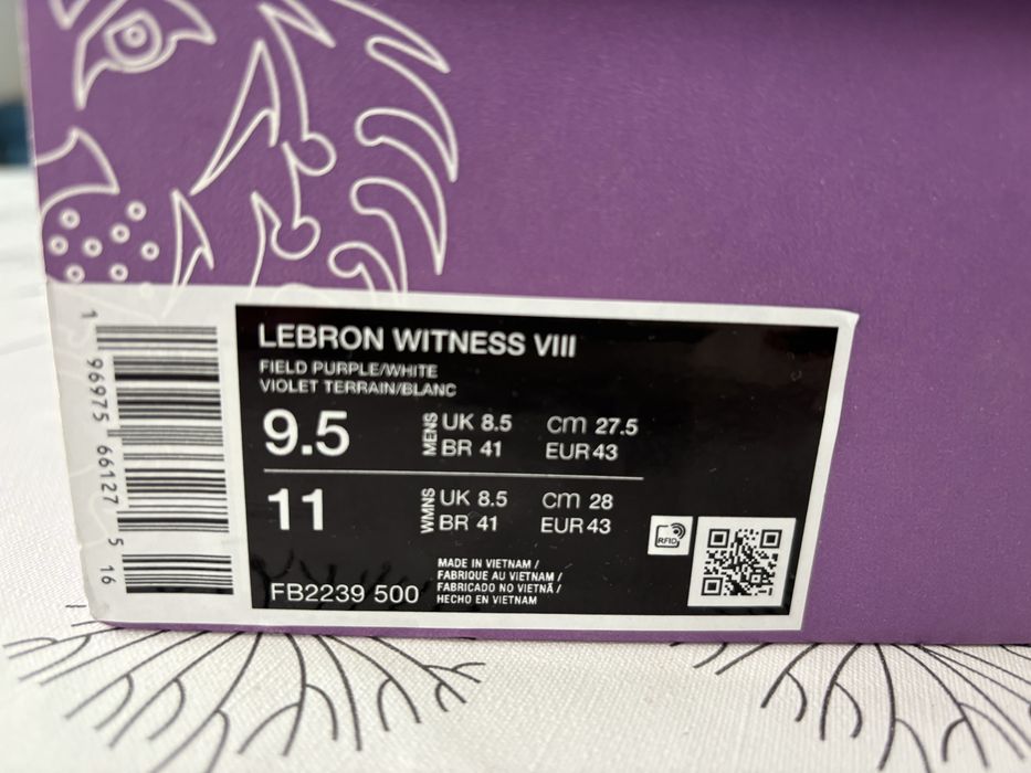 NIKE LEBRON WITNESS 8 FIELD PURPLE мъжки маратонки 43 рр