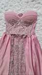 Rochie lunga roz pudră cu pietre BBY