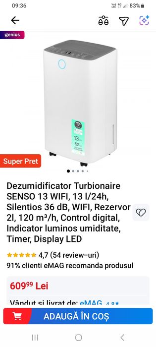 Dezumidificator turbionaire Senso
