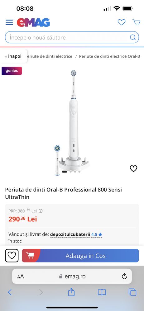 Periuta de dinti electrica oral b PRO 1 800 profesionalsensi Ultrathin