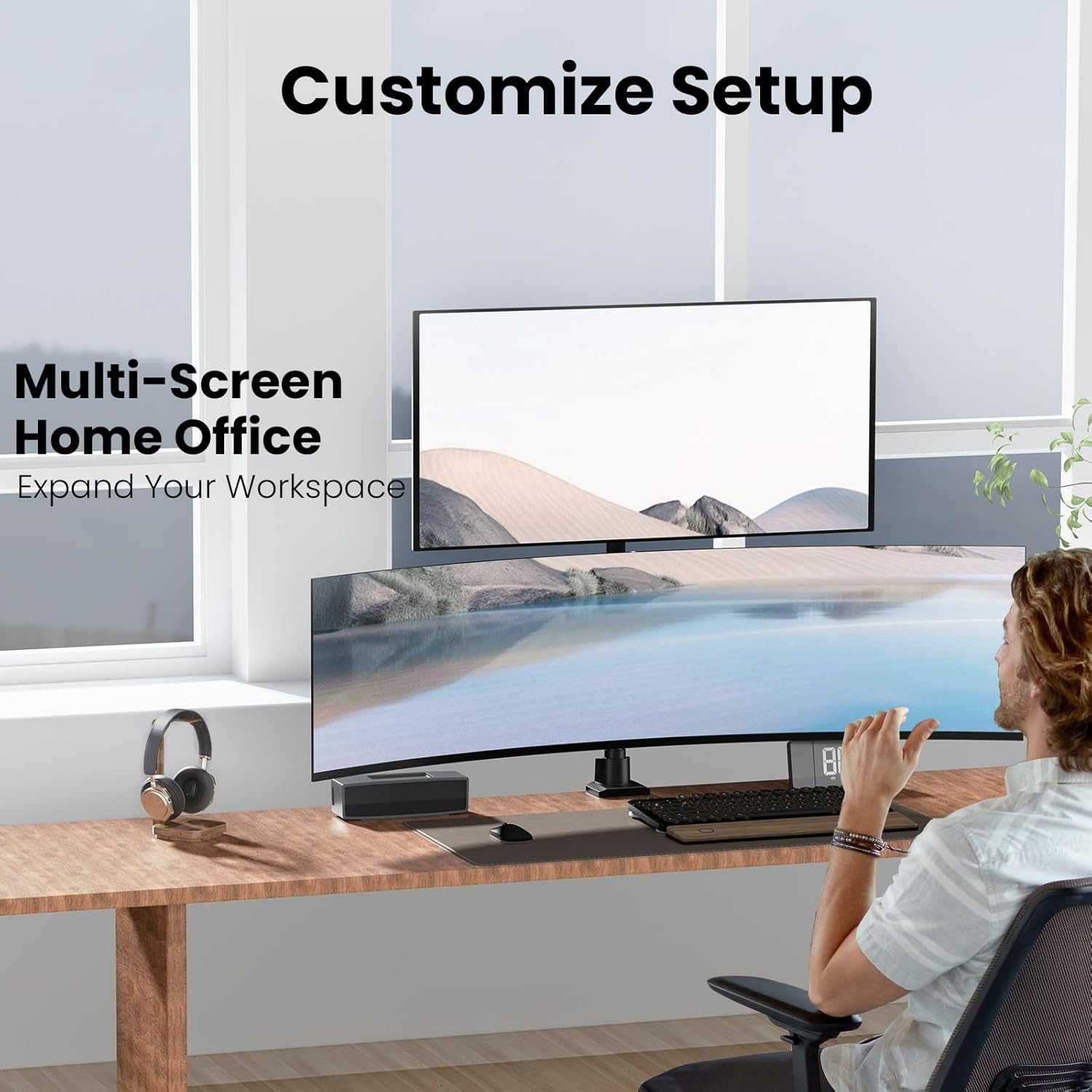 Suport monitor sau TV plat sau curbat, 24-57", vesa max 100x100mm