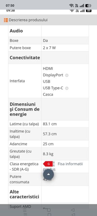 De vânzare monitor 
LG UltraWide 35WN75C-B/W Mo
  Preț 1200 lei negoci