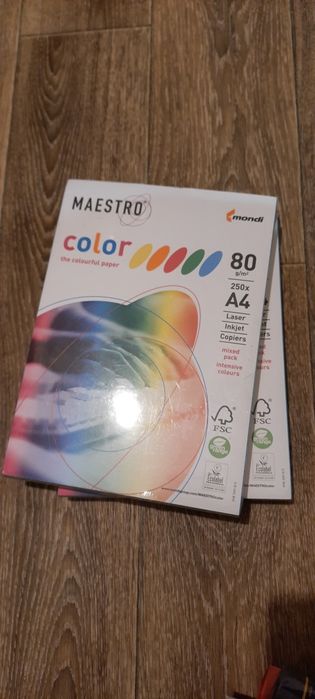 Цветная бумага Maestro Color A4, 80 г/м², 250 листов, 5 цветов