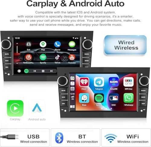 Нов Двоен DIN Android 13 CarPlay Радио за кола Opel Astra Corsa Zafira