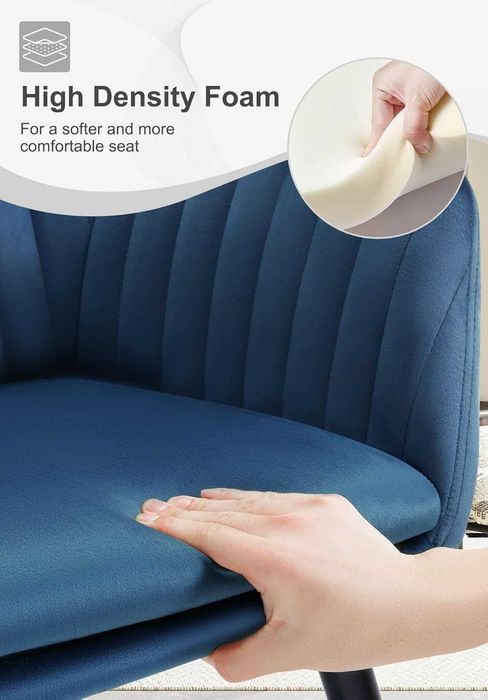 Трапезен тапициран стол дизайнерски WOLTU 2 броя комплект син цвят