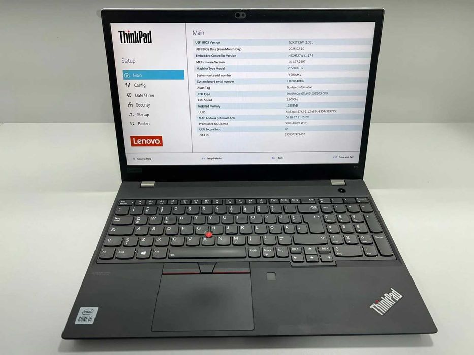 Laptop SH Lenovo Thinkpad T15 Gen1 i5-10210U SSD nVME 512Gb 16Gb RAM
