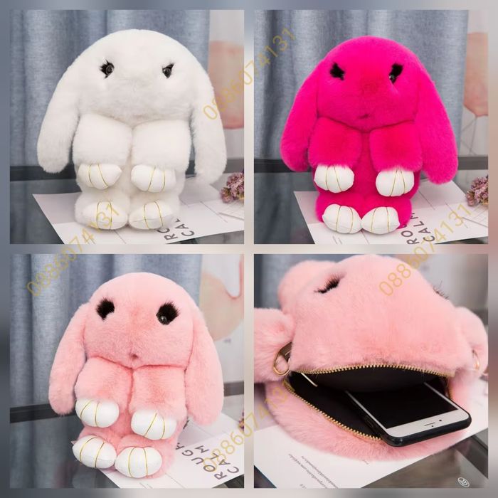 Плюшена играчка Раница Зайче, Плюшена чанта, Пухкава раница