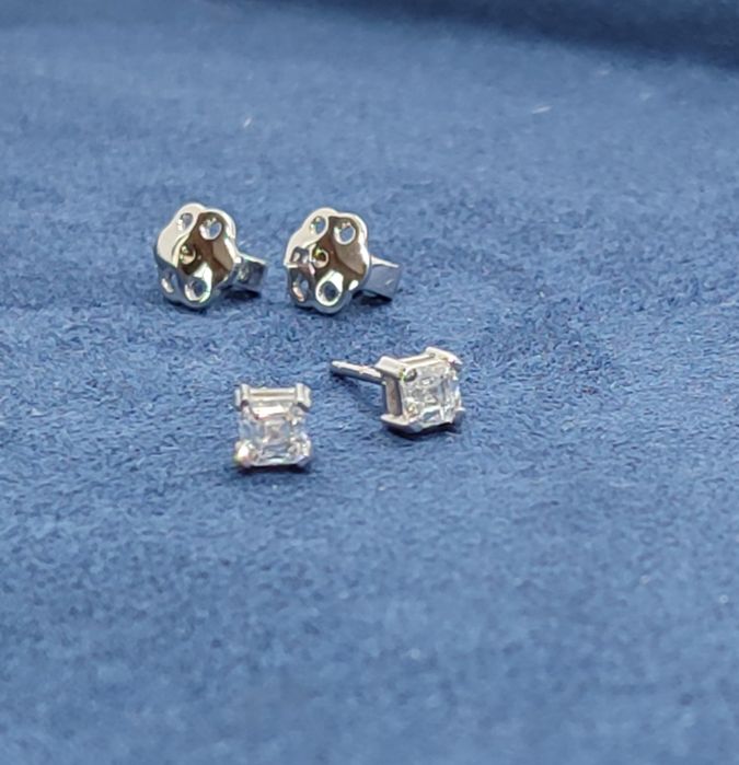 Обеци с диаманти от 14к бяло злато