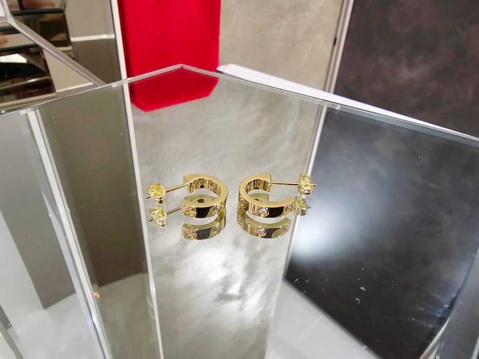 CARTIER Love Gold Hoop 2 Diamonds Дамски Обеци