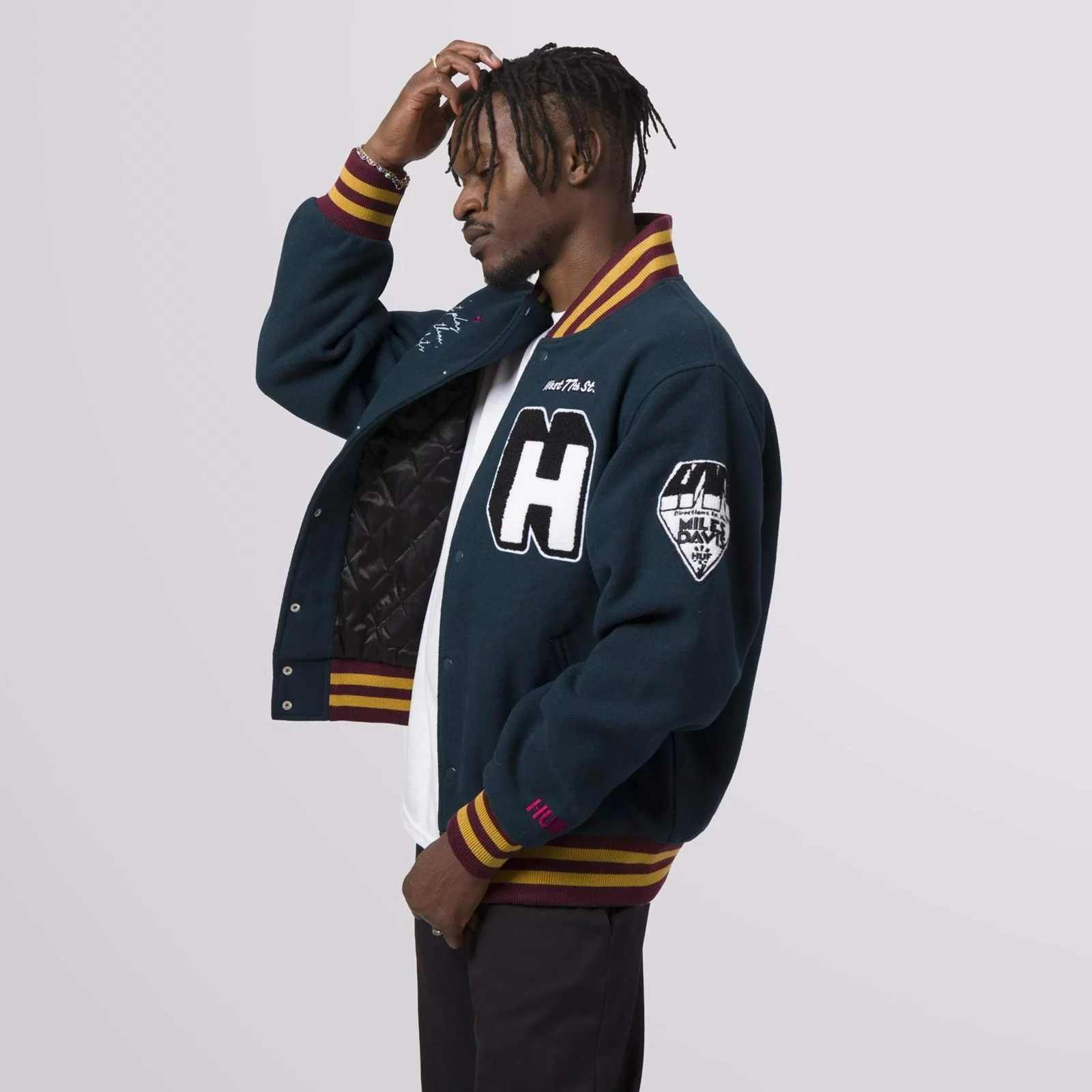 НОВО HUF x Miles Davis Pangaea Varsity Jacket ОРИГИНАЛНО мъжко яке - L