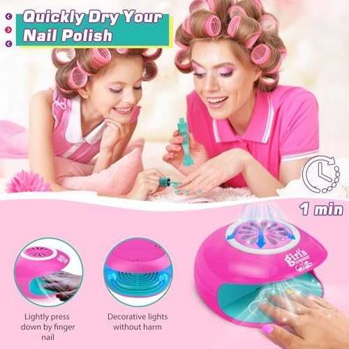 Нов Детски комплект за маникюр с сушилня, фалшиви нокти и писалки