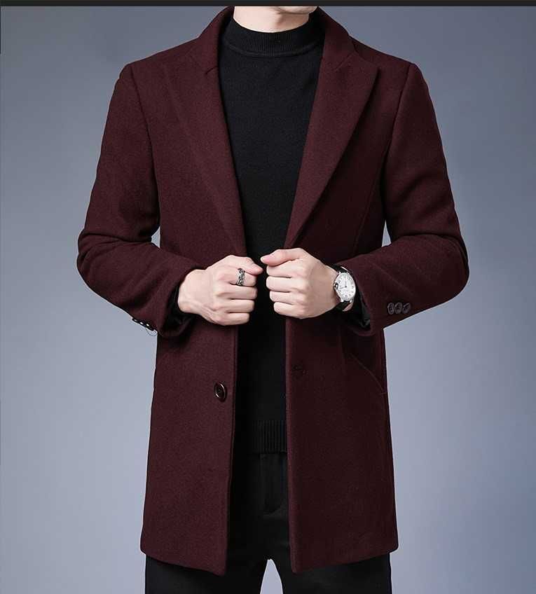Стильное бордовое мужское пальто осень/зима
plt5kmRed