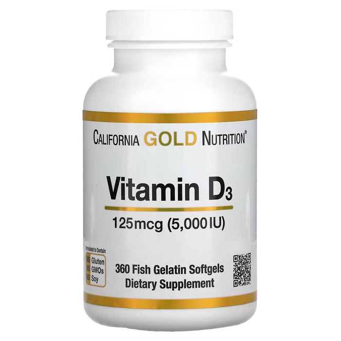 Витамин Д (Vitamin D) 5,000 IU x 360 капсули California Gold Nutrition