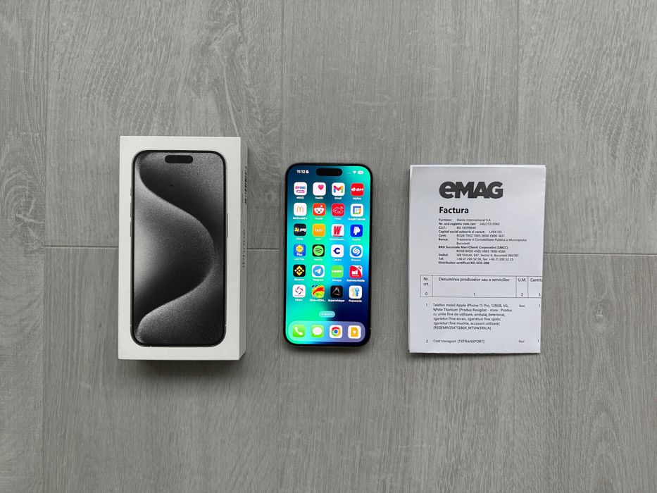 iPhone 15 Pro white titanium neverlocked CA NOU garantie eMag 2026