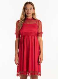 Нова Дамска червена рокля с дантела