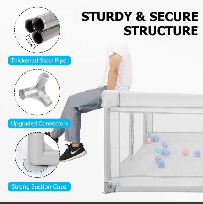 Детска кошара за игра DripeX – 180×120×70 см, стабилен и безопасен