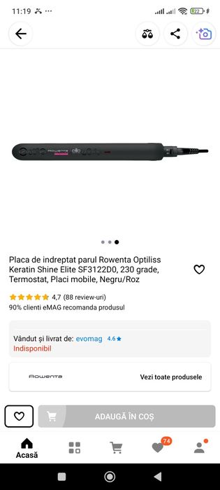 Rowenta optiliss keratin shine placa de par