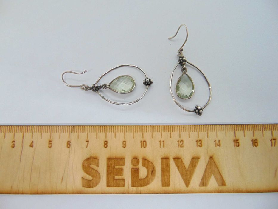 Cercei din argint cu peridot fatetat