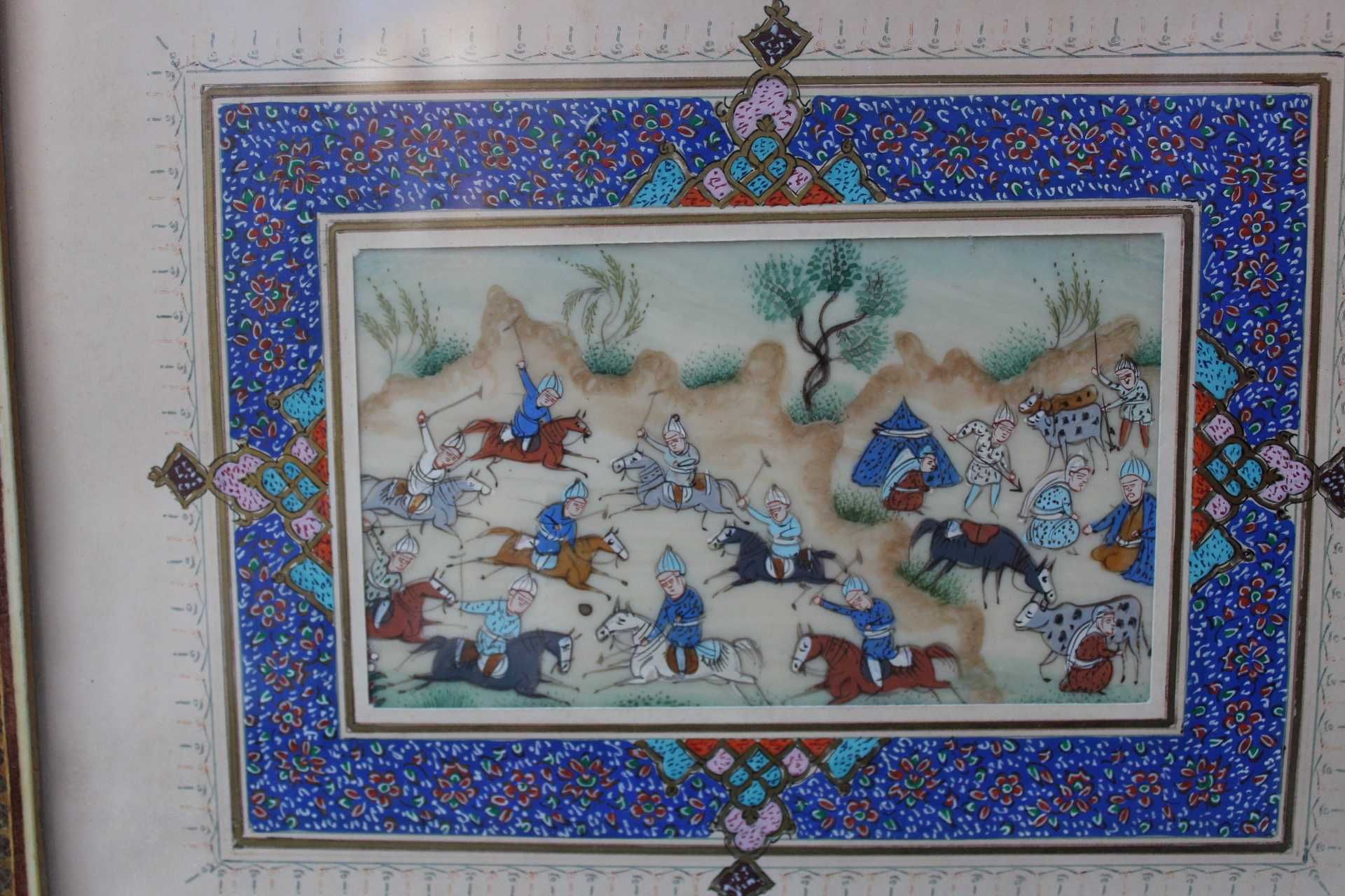 Piesa de colectie PERSIA prima parte secol 20, Vanatoare pe cai