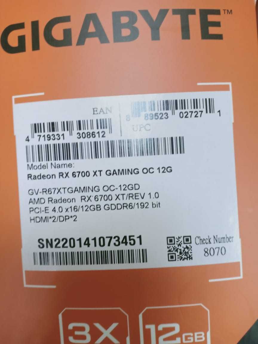 Видеокарта Gigabyte Radeon RX 6700 XT Gaming OC 12G