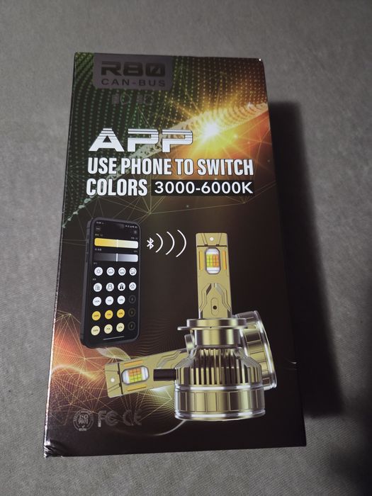 Set Becuri LED Auto H7 K13, 210W, 27000LM, Control prin Aplicație