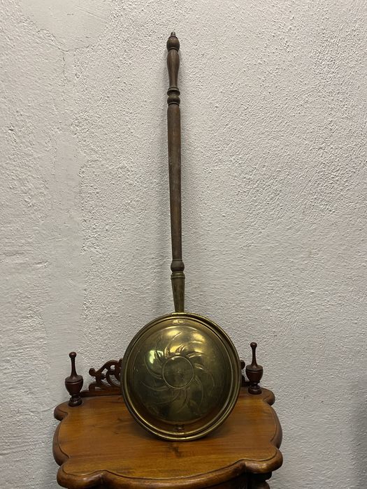 месингов нагревател за легло Англия  каминен елемент тиган за кестени