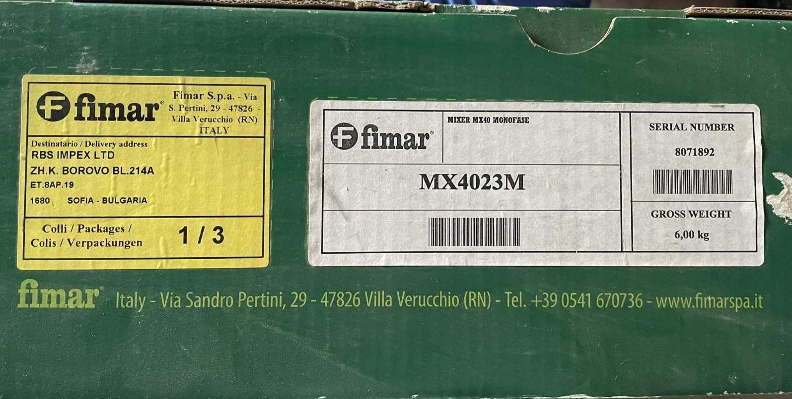 Продавам нов италиански професионален пасатор Fimar с 2 приставки–MX40