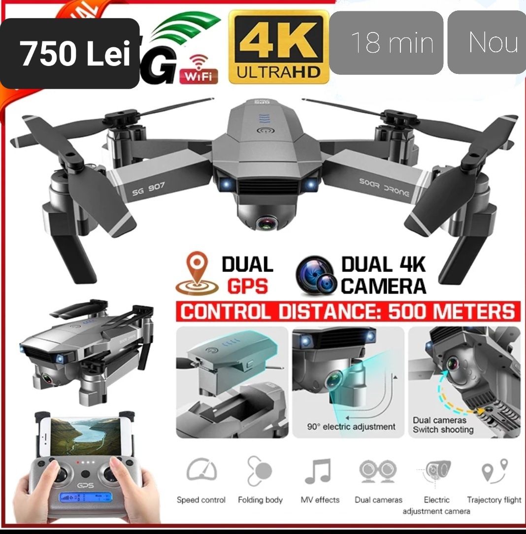 Drone pro 4k Camera Sony,ghimbal,14mpx,4000 metri,7 modele noi