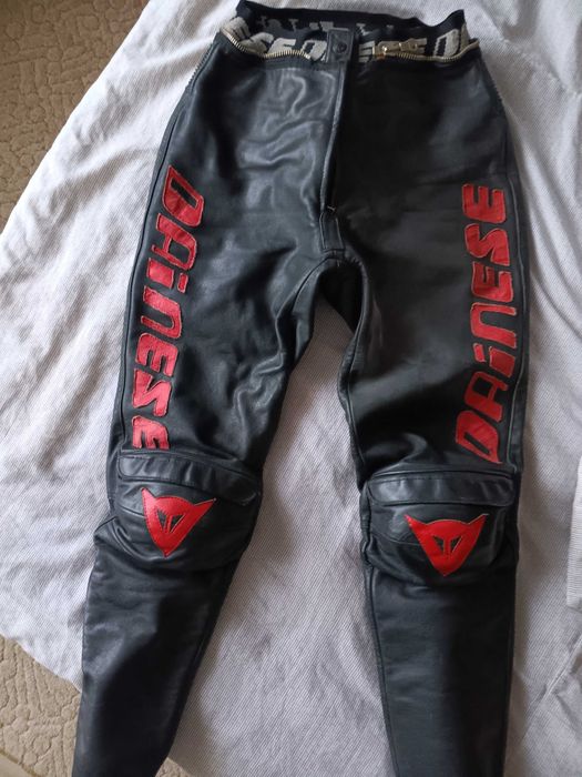 Мото панталон естествена кажа с  протектори размер 44