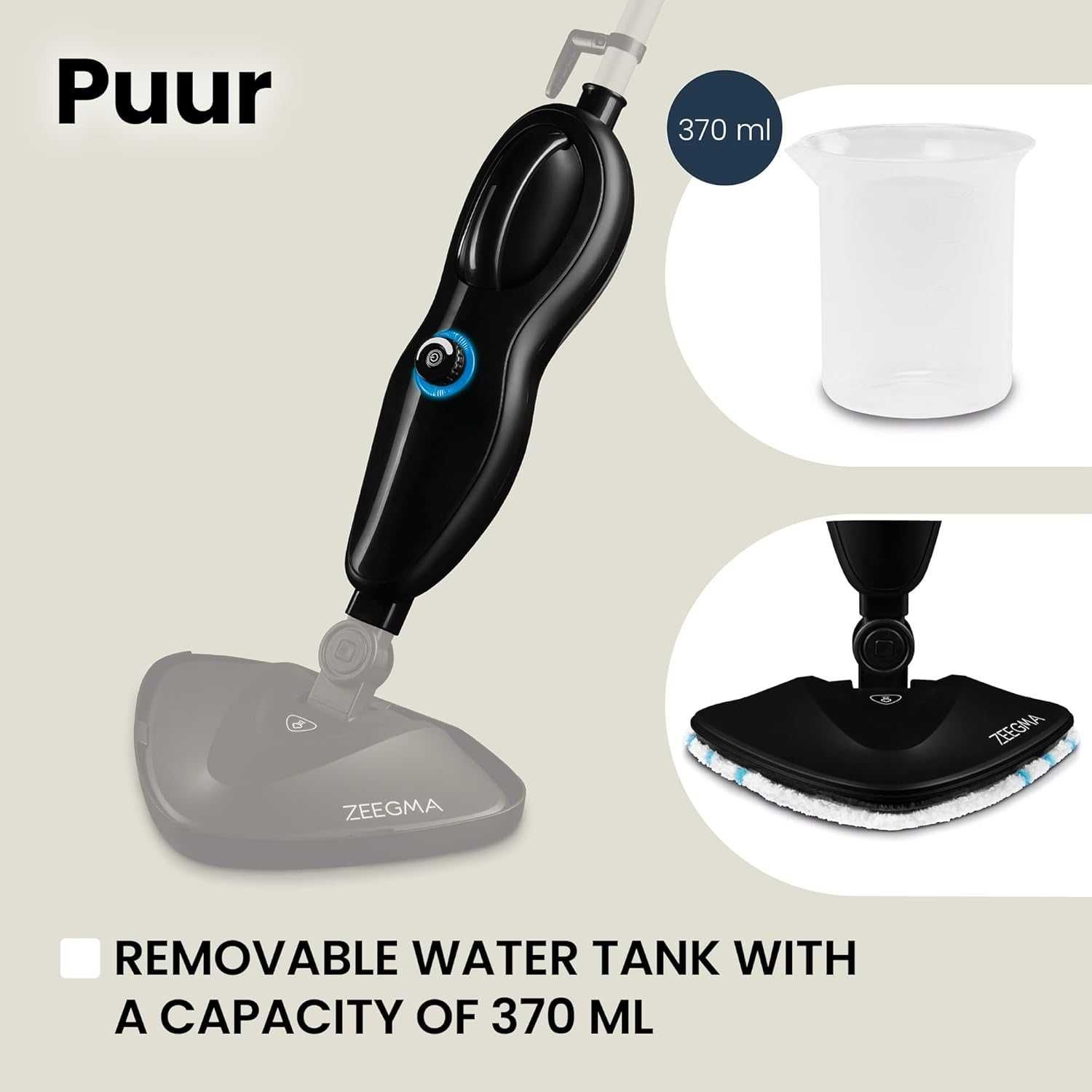 Парочистачка Zeegma PUUR, 1500W, Почистване без химикали, 7 Приставки