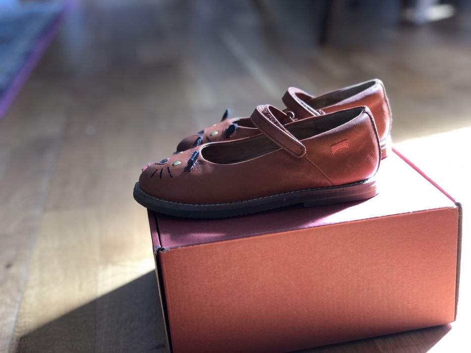 Camper - Balerini pentru fete, Piele naturala, Maro -masura 27