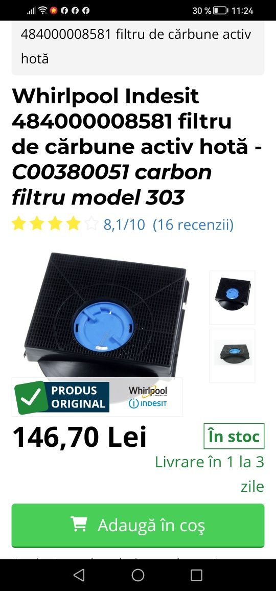 Filtre Carbon tip 303