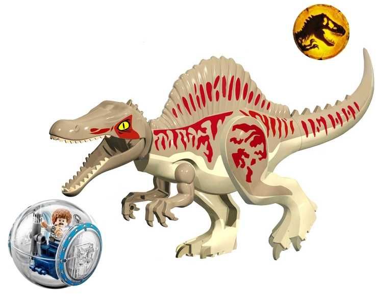 Dinozaur urias tip Lego de 30 cm: BROWN SPINOSAURUS