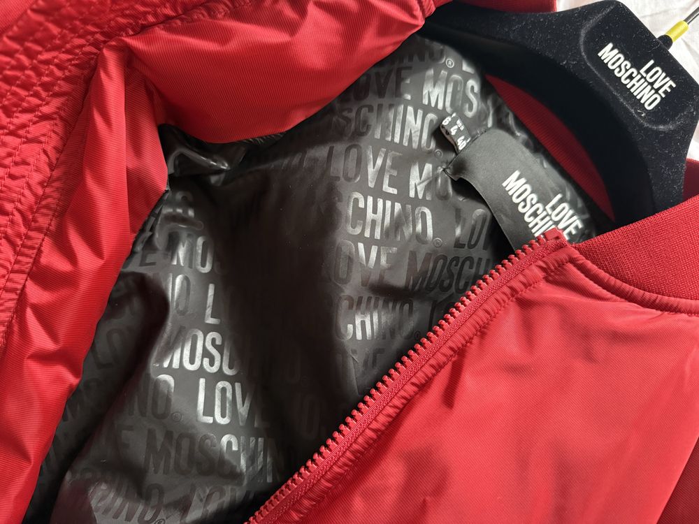 Love Moschino  Бомбър яке с бродирано лого на гърба, Червен, S