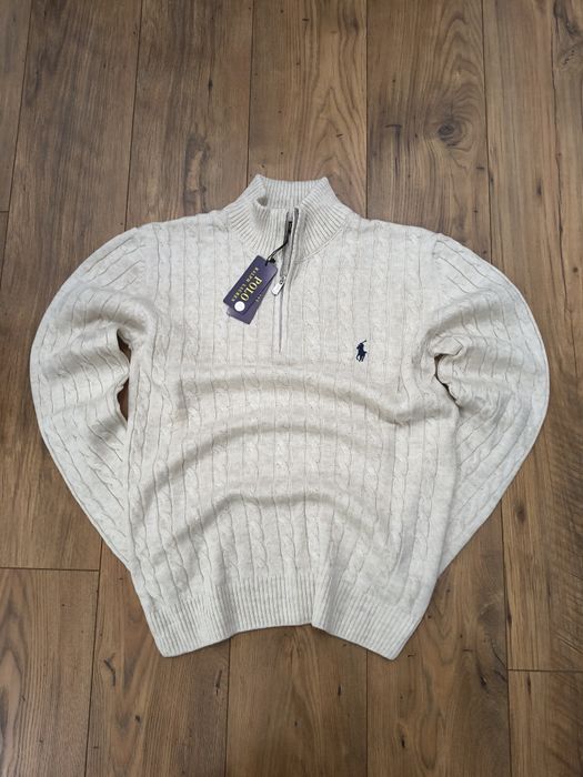 Pulover clasic Ralph Lauren, cable knit, half zipper