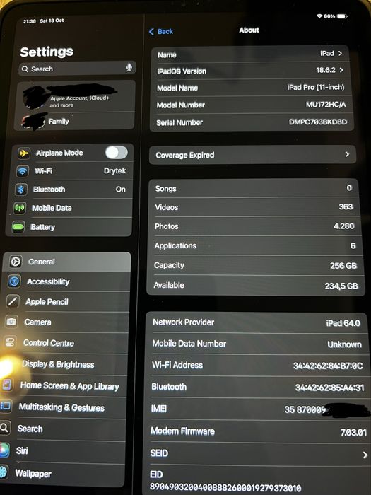 iPad 11 Pro 2018 wifi+celular 256 GB