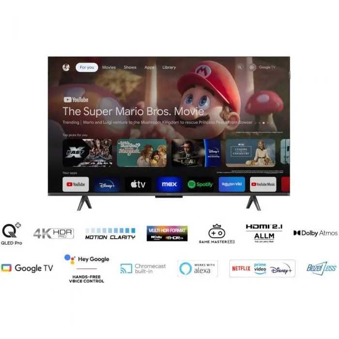 Televizor QLED TCL 43T7B, 108 cm, Smart Google TV, 4K Ultra HD