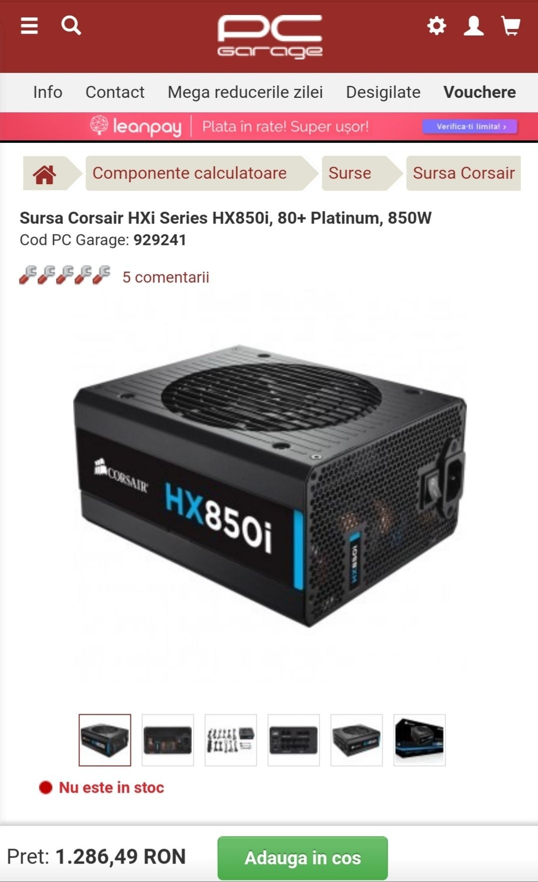 Sursa Desktop PC Corsair hx850i ca Noua