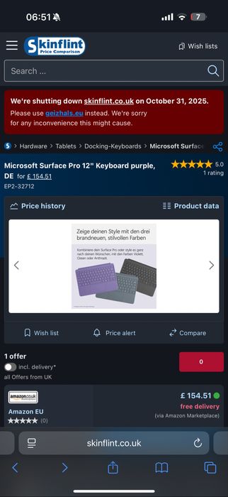 Microsoft Surface Pro 12" Keyboard purple Nou