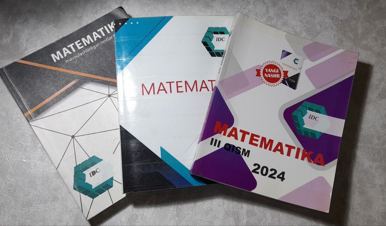 Matematika IDC kitoblari 1 chi ,3chi qismi va test kitobi sotiladi.