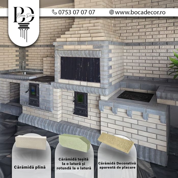 Cărămidă decorativă pentru grătare, șeminee, garduri,terase