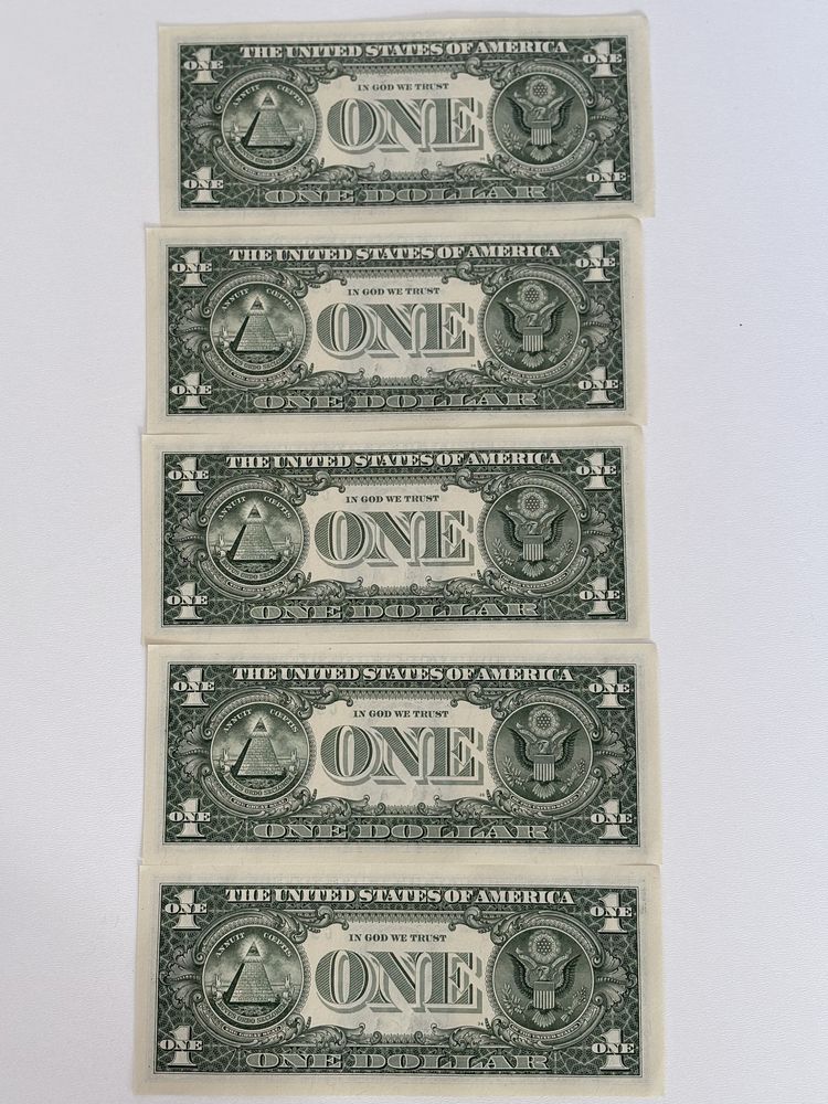 5 Bancnote de colectie de 1 dolar UNC din 2017