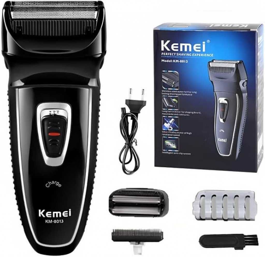 Тример за мъже Kemei KM-8013 с миеща се глава, Черен