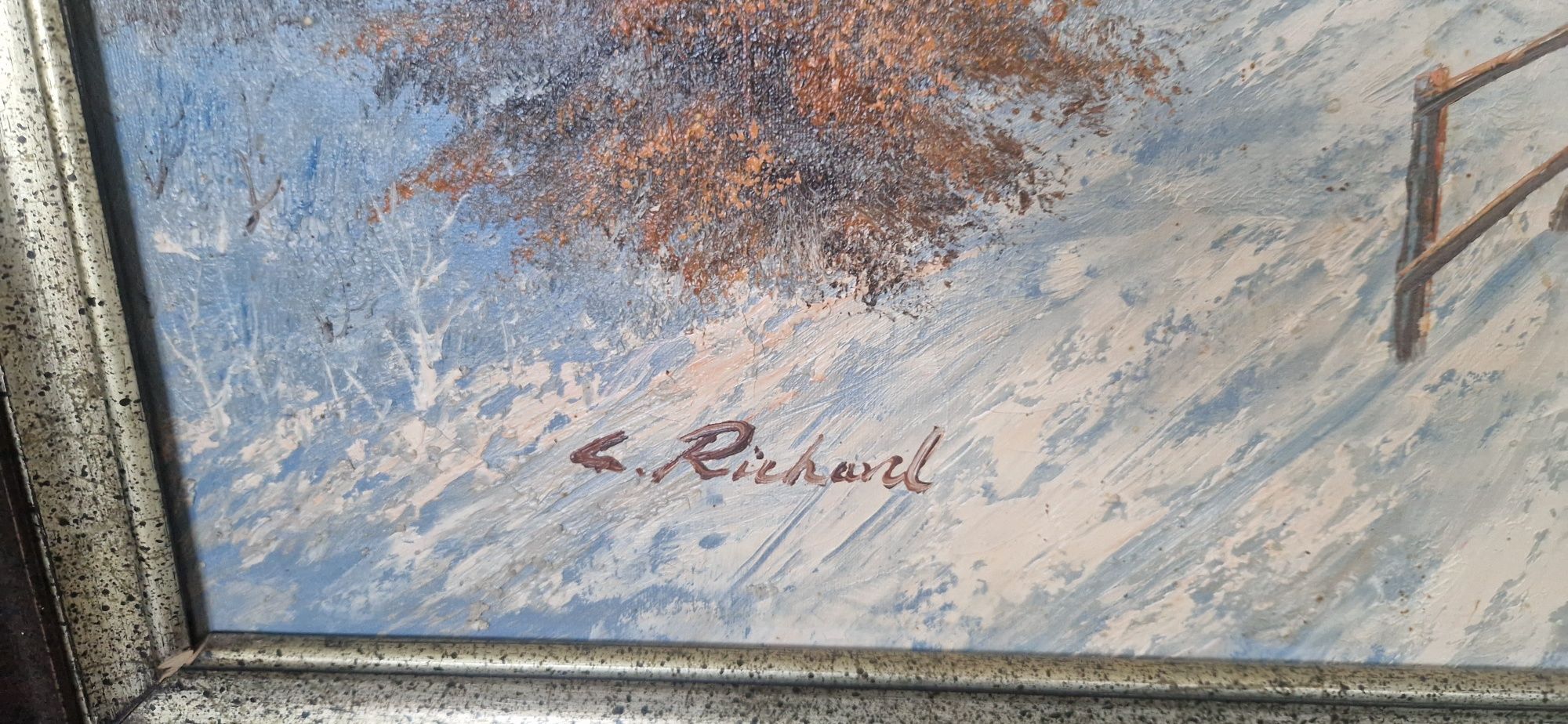 Маслена картина „Зимен пейзаж“ – подписана от G. Richard