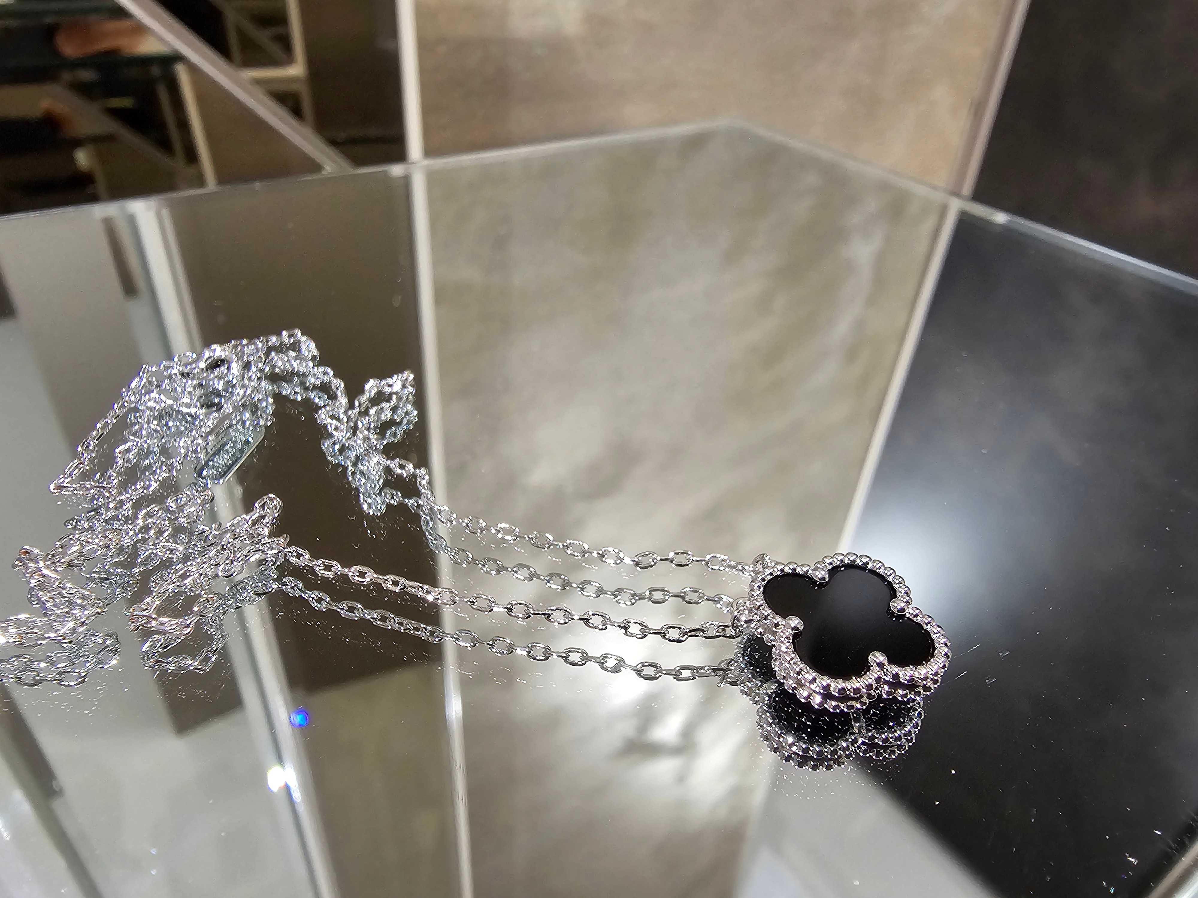 Van Cleef & Arpels VCA Silver Black Onyx Alhambra Дамско Колие