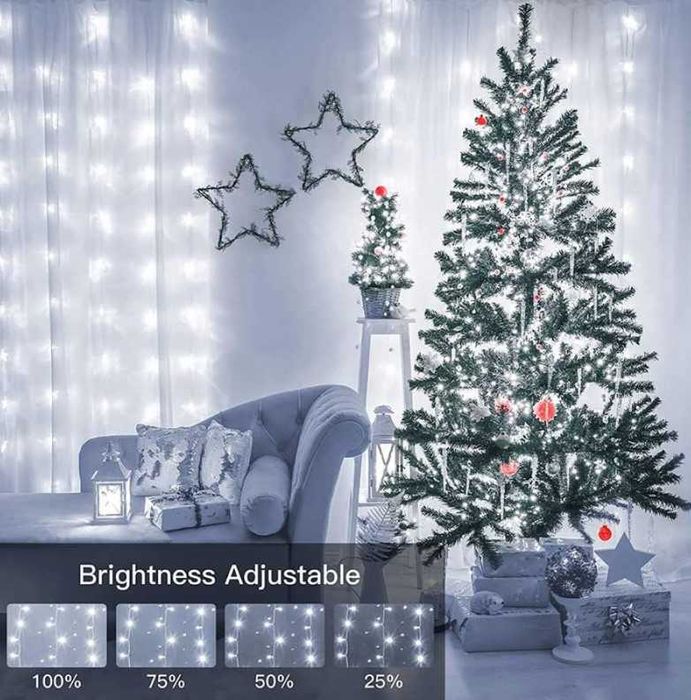 Коледна украса 200LED лампички завеса 2х3 метра