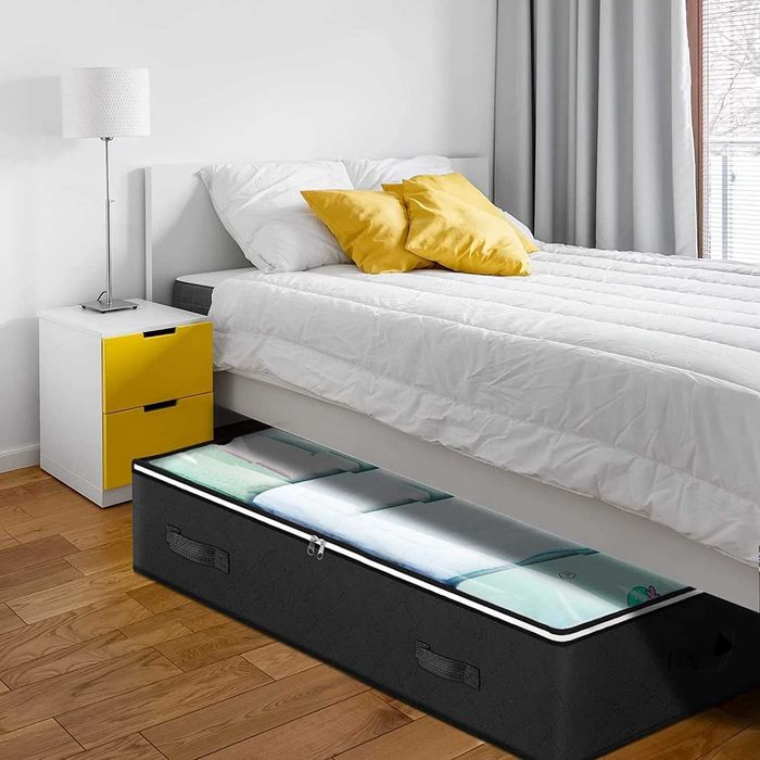 Organizator haine cu fermoar pentru depozitare sub pat, 100x50x18cm