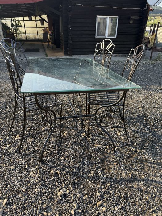 masa si scaune din fier forjat clasic 170 x 100